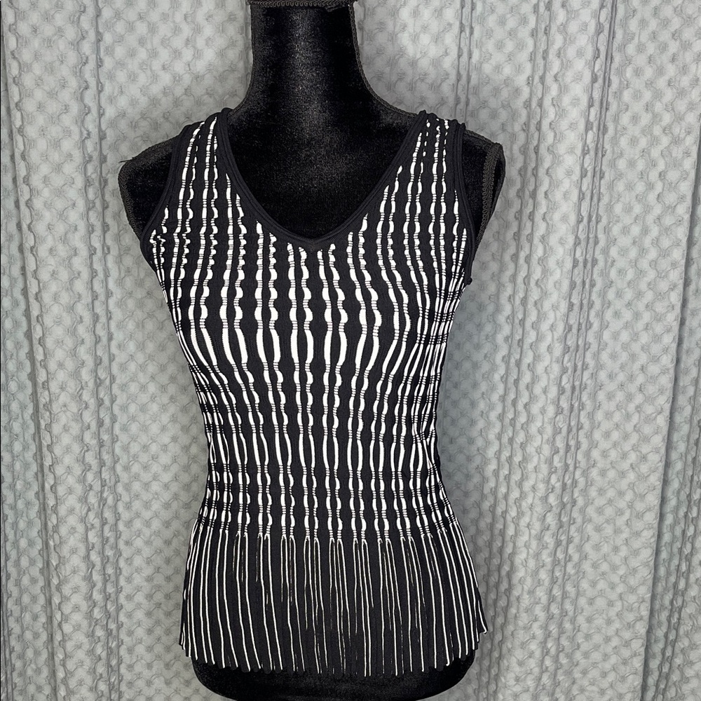 Black and White Striped Women's Top